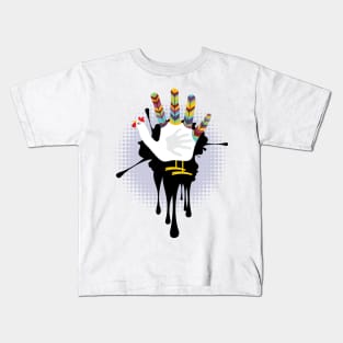 White Hand Chicken Kids T-Shirt